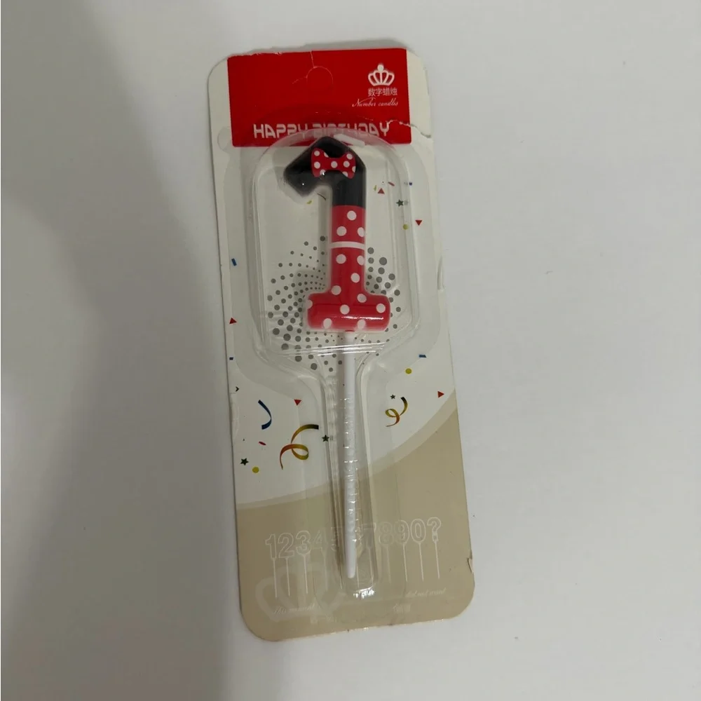 Minnie Mouse Number 1 Birthday Candle Red Polka Dot First Birthday Party